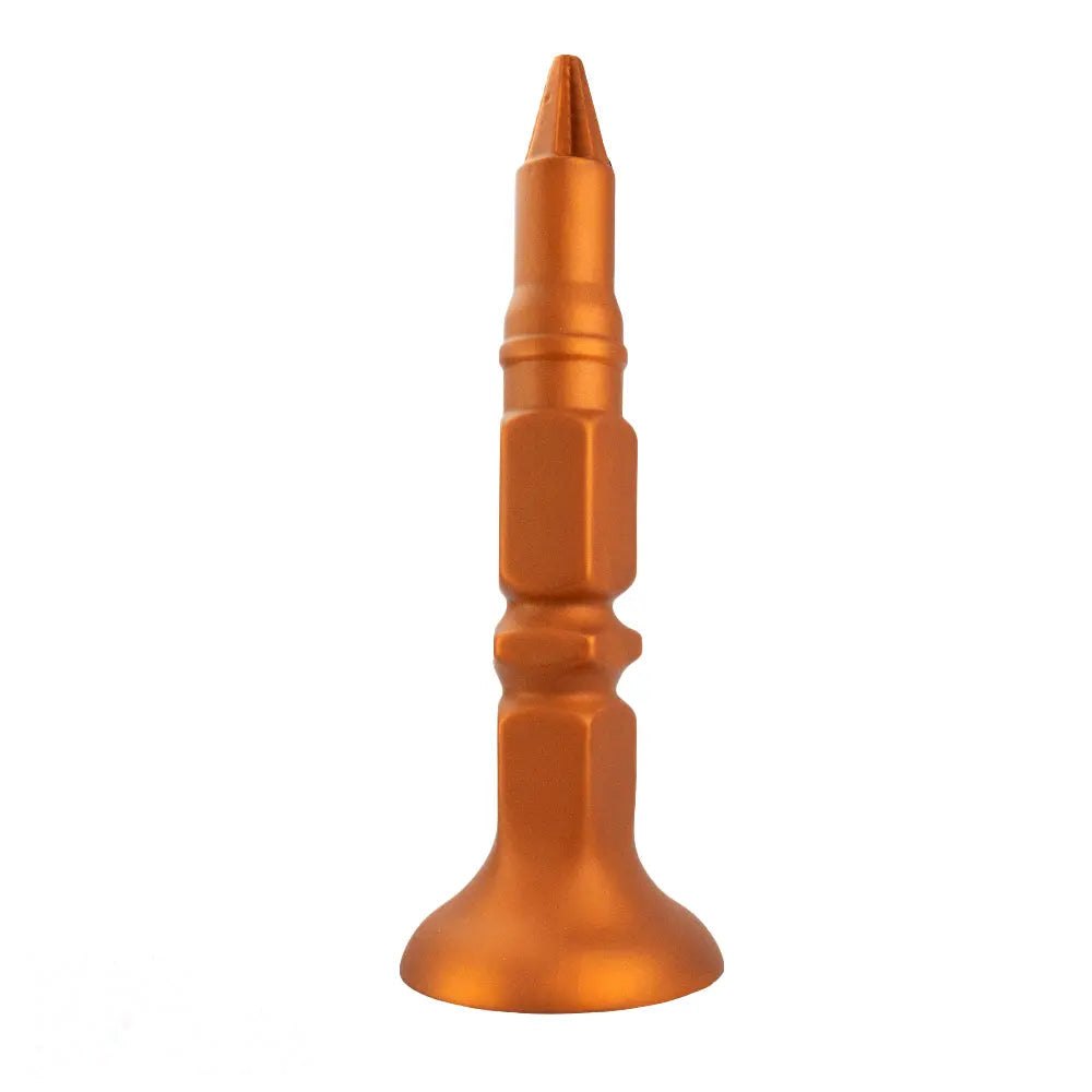 Gold Screw-Ridge Anal Plug - Silicone Suction Cup Butt Plug