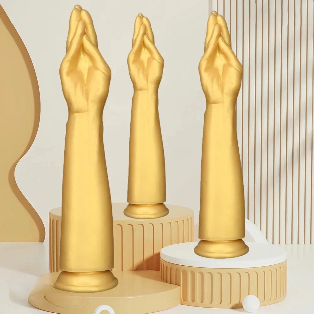 Gold Silicone Fisting Arm 16.73in - Extra Large Thick Dildo