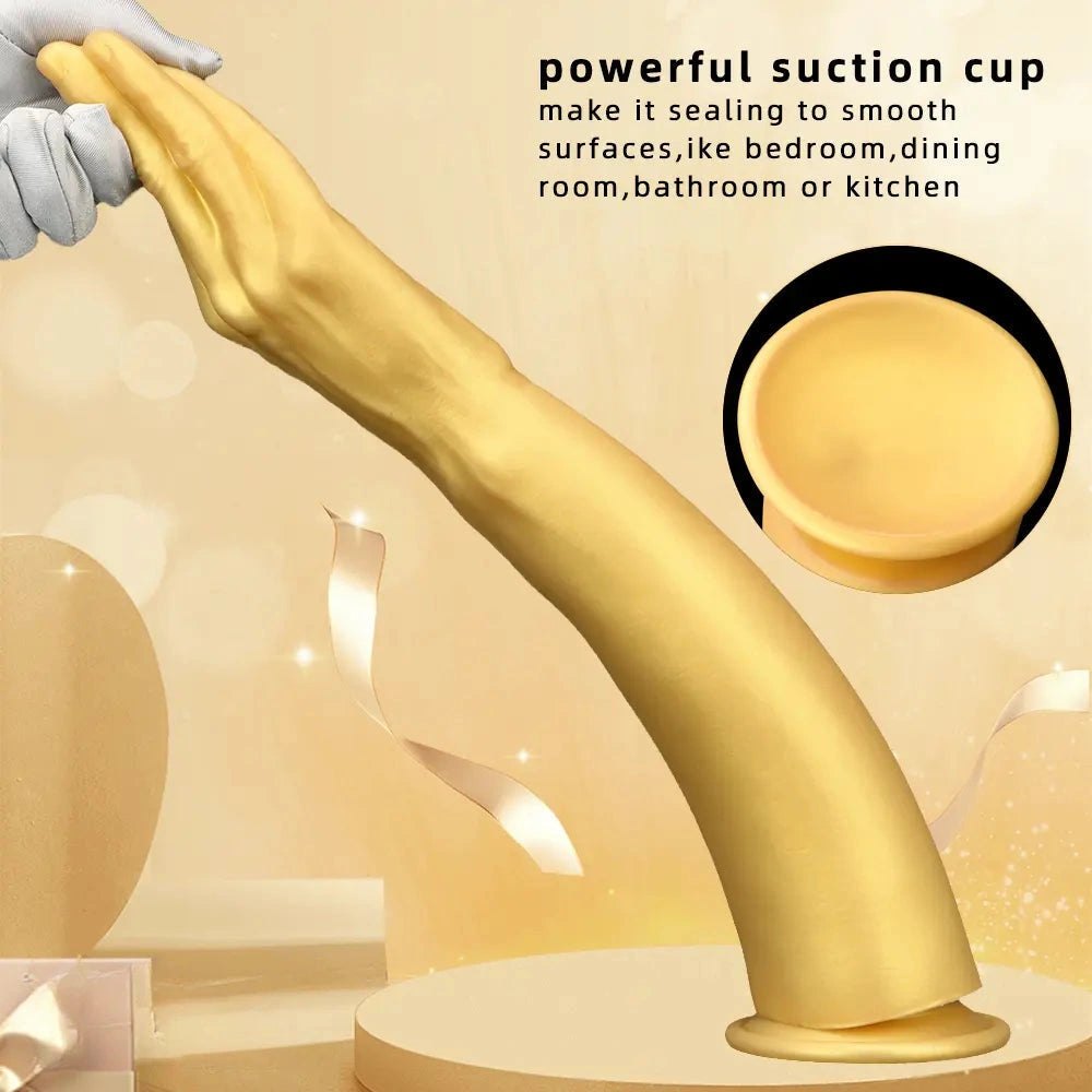 Gold Silicone Fisting Arm 16.73in - Extra Large Thick Dildo