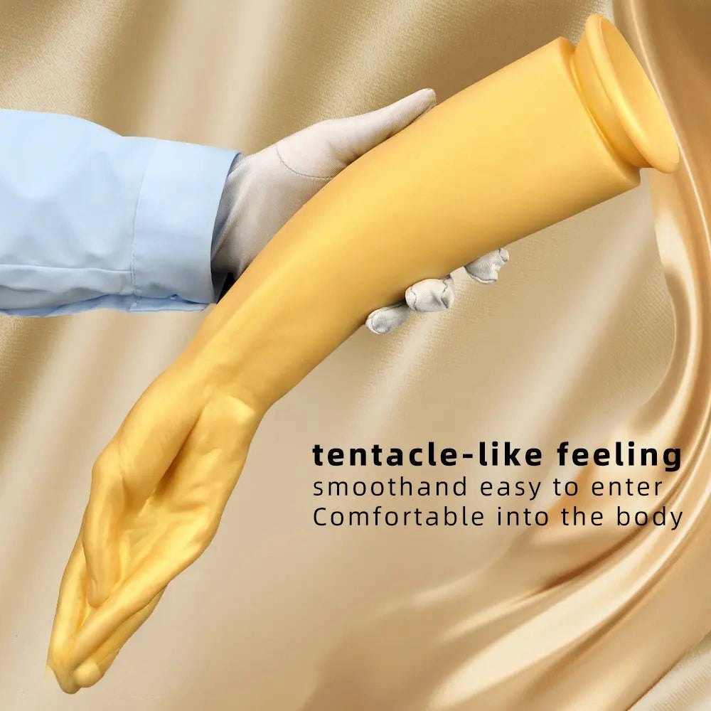 Gold Silicone Fisting Arm 16.73in - Extra Large Thick Dildo