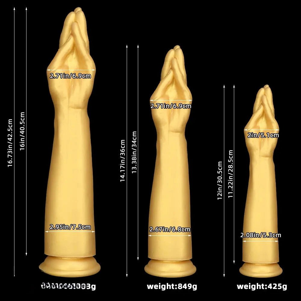Gold Silicone Fisting Arm 16.73in - Extra Large Thick Dildo