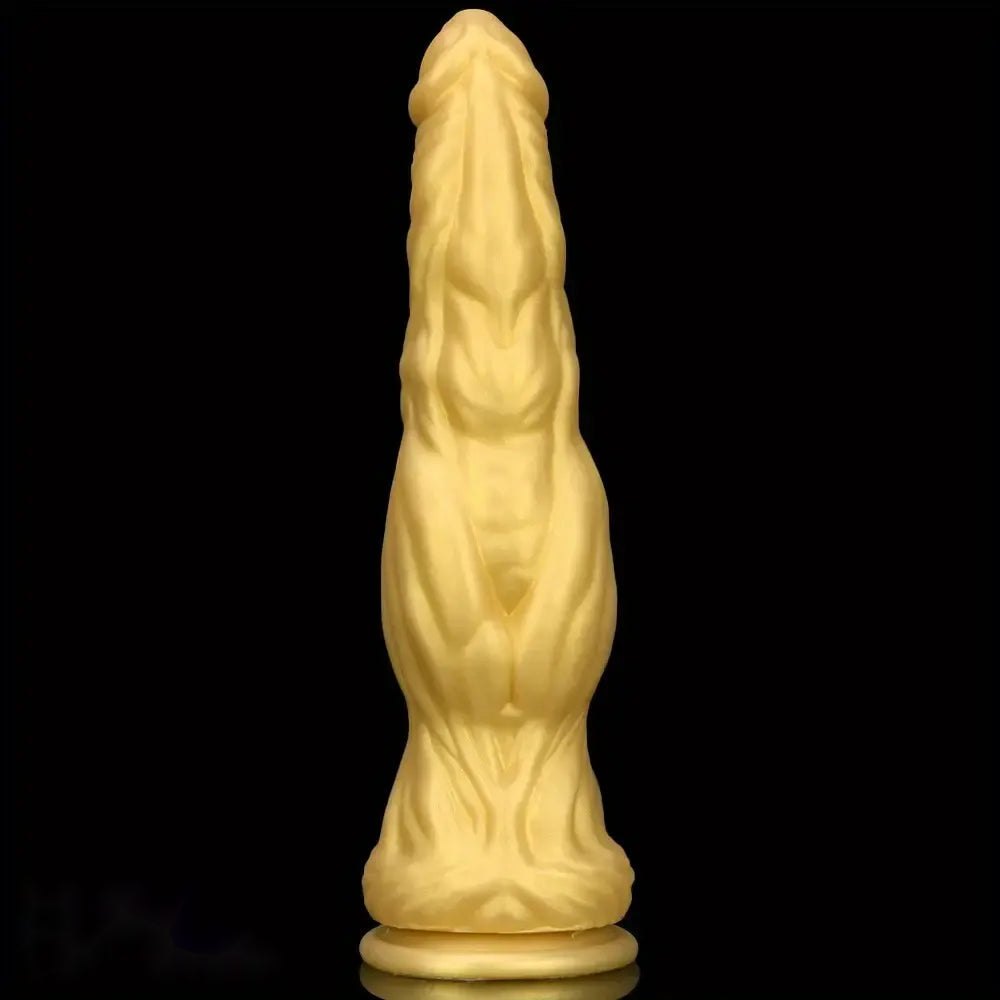 Gold Silicone Realistic Dildo - Curved Big Dildo 10 in