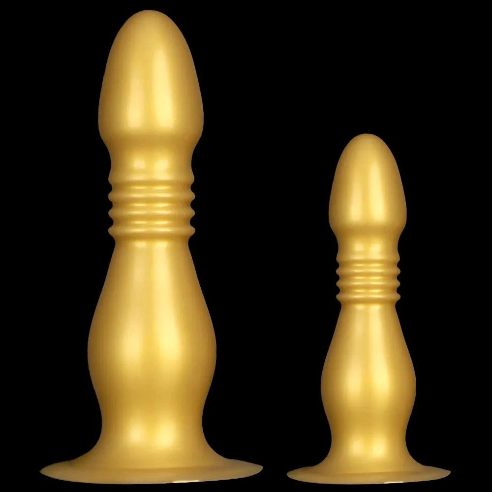 Gold Silicone Ribbed Anal Plug - Huge Anal Plug Dildo