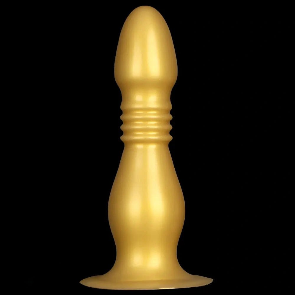 Gold Silicone Ribbed Anal Plug - Huge Anal Plug Dildo