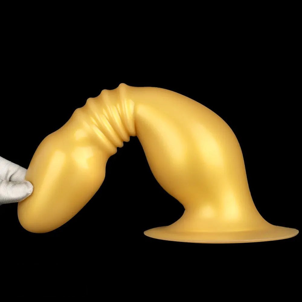 Gold Silicone Ribbed Anal Plug - Huge Anal Plug Dildo