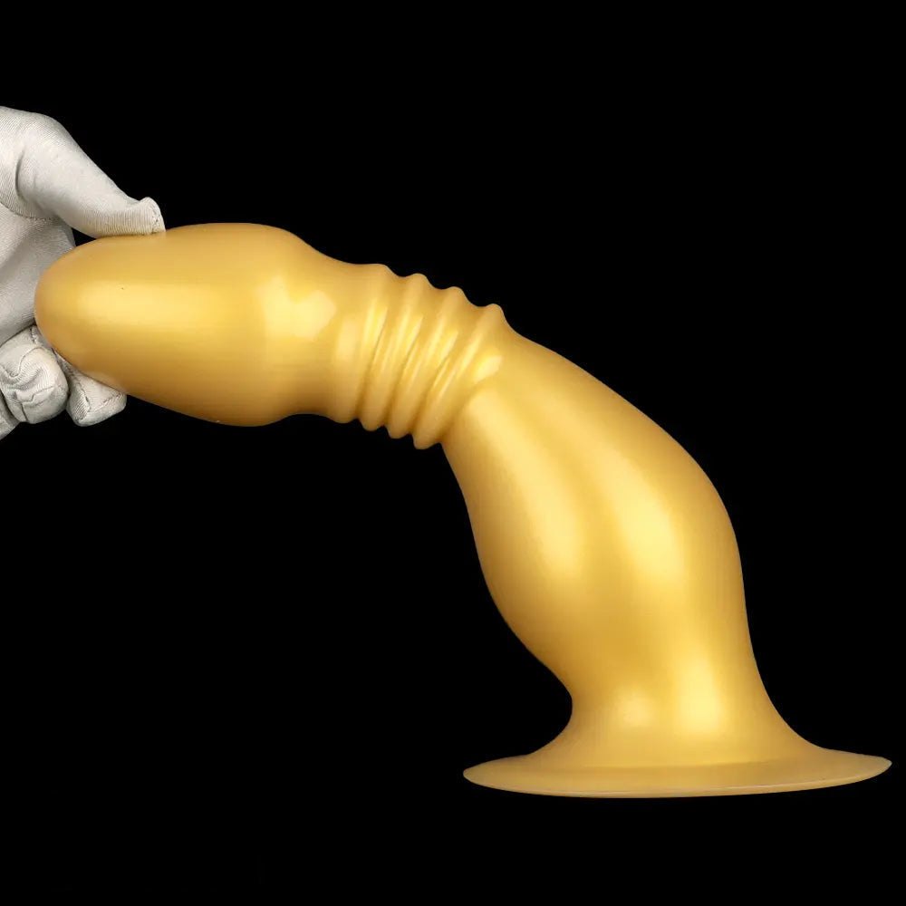 Gold Silicone Ribbed Anal Plug - Huge Anal Plug Dildo
