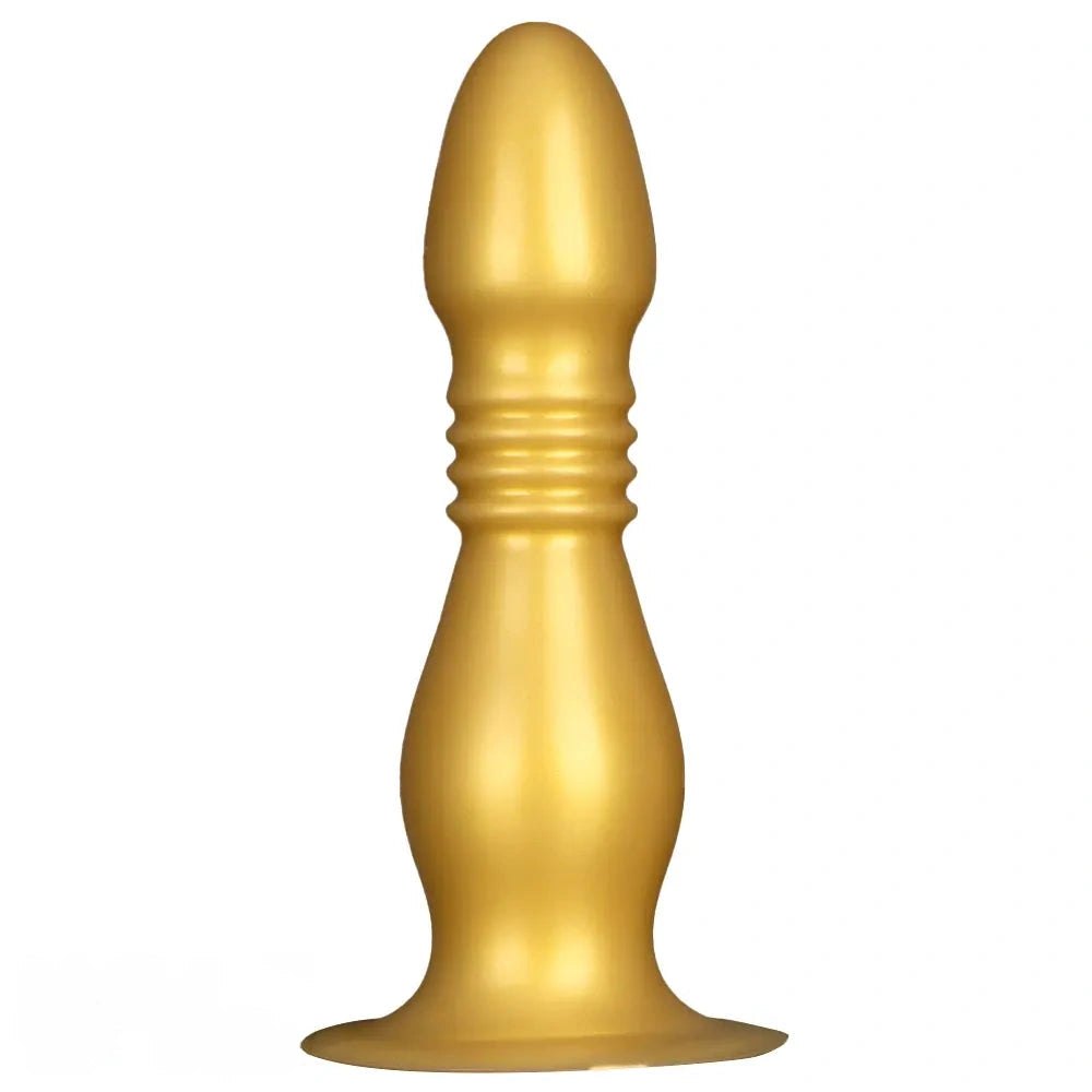 Gold Silicone Ribbed Anal Plug - Huge Anal Plug Dildo