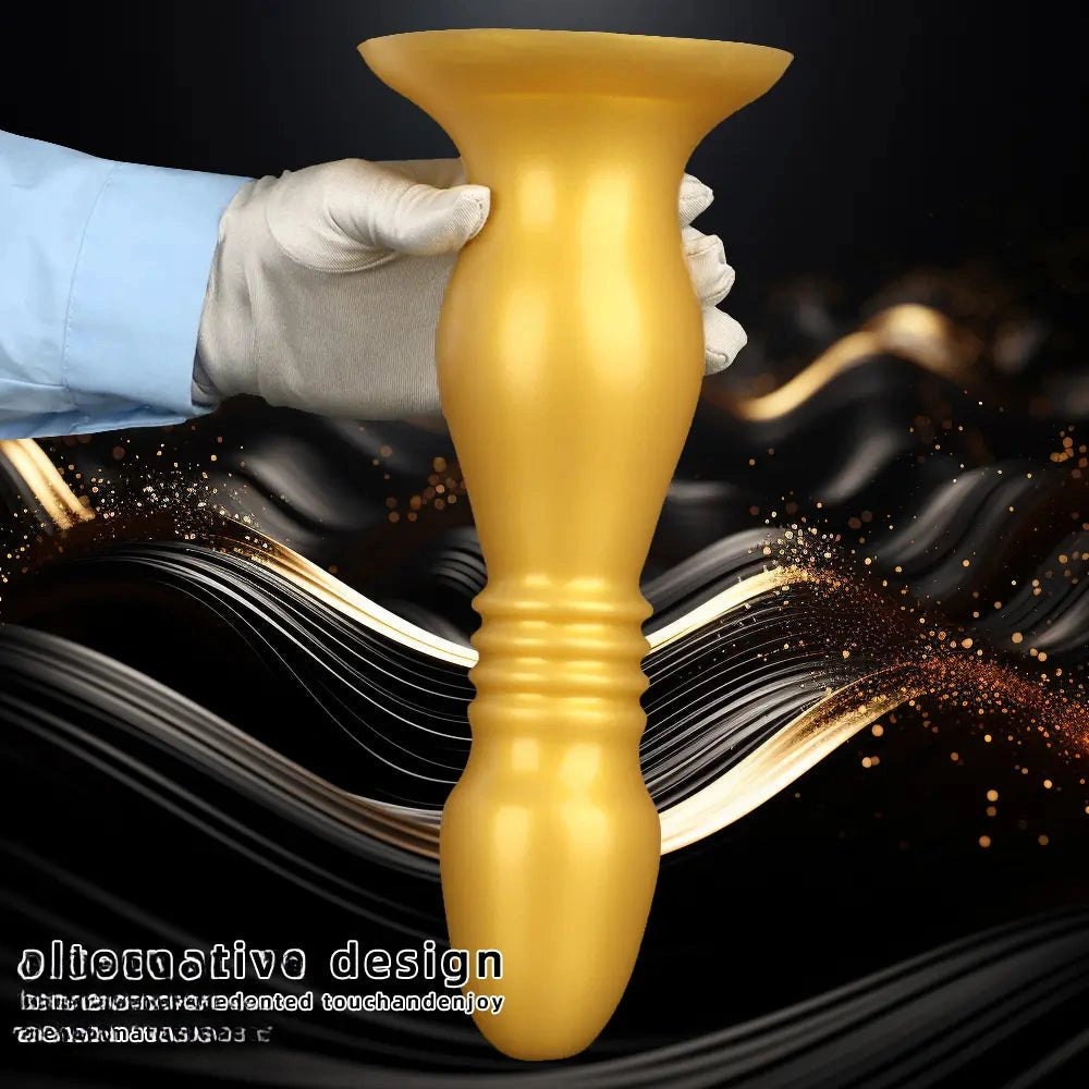 Gold Silicone Ribbed Anal Plug - Huge Anal Plug Dildo