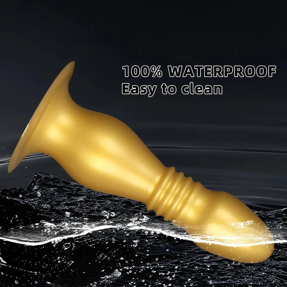 Gold Silicone Ribbed Anal Plug - Huge Anal Plug Dildo