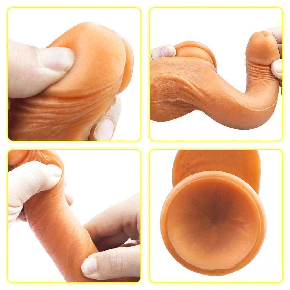 Gold Silicone Suction Dildo 7 in - Suction Cup Dildo