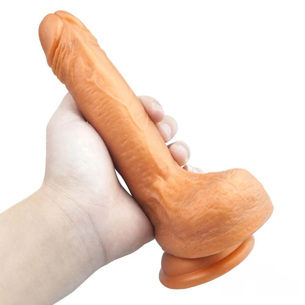 Gold Silicone Suction Dildo 7 in - Suction Cup Dildo