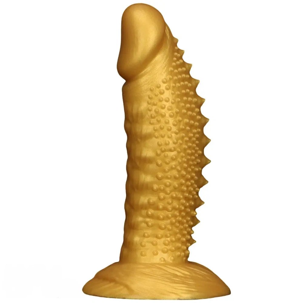 Gold Spiked Fantasy Dildo - Curved Silicone Dildo