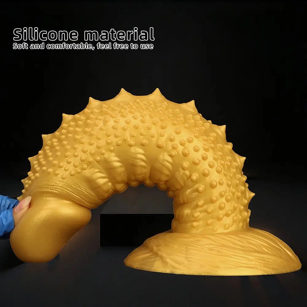 Gold Spiked Fantasy Dildo - Curved Silicone Dildo