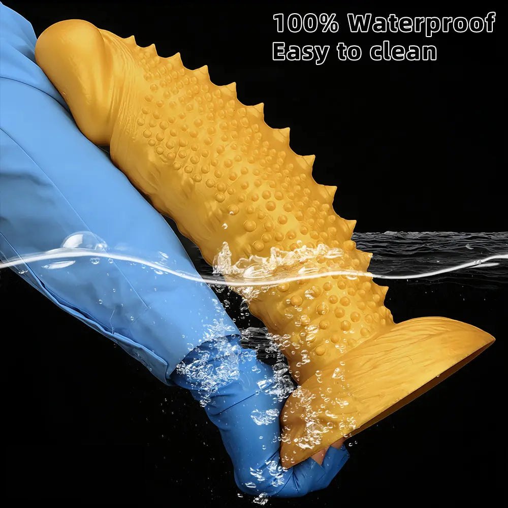 Gold Spiked Fantasy Dildo - Curved Silicone Dildo