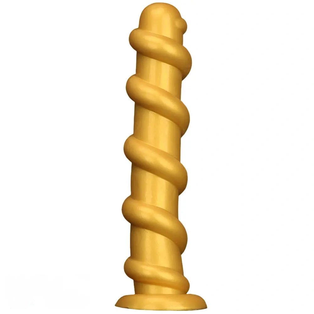 Gold Spiral Thread Huge Dildo 13in - Giant Thick Dildo