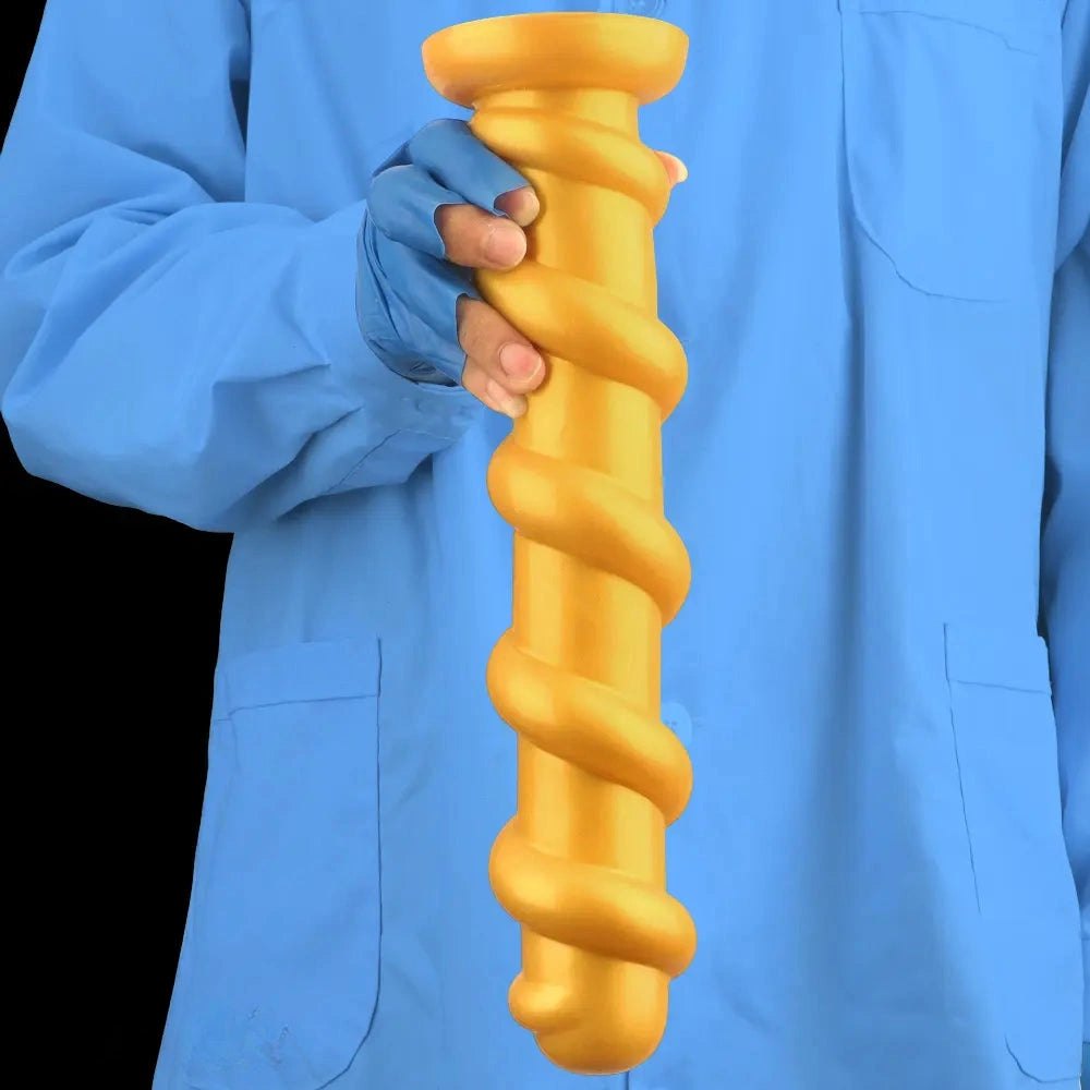 Gold Spiral Thread Huge Dildo 13in - Giant Thick Dildo