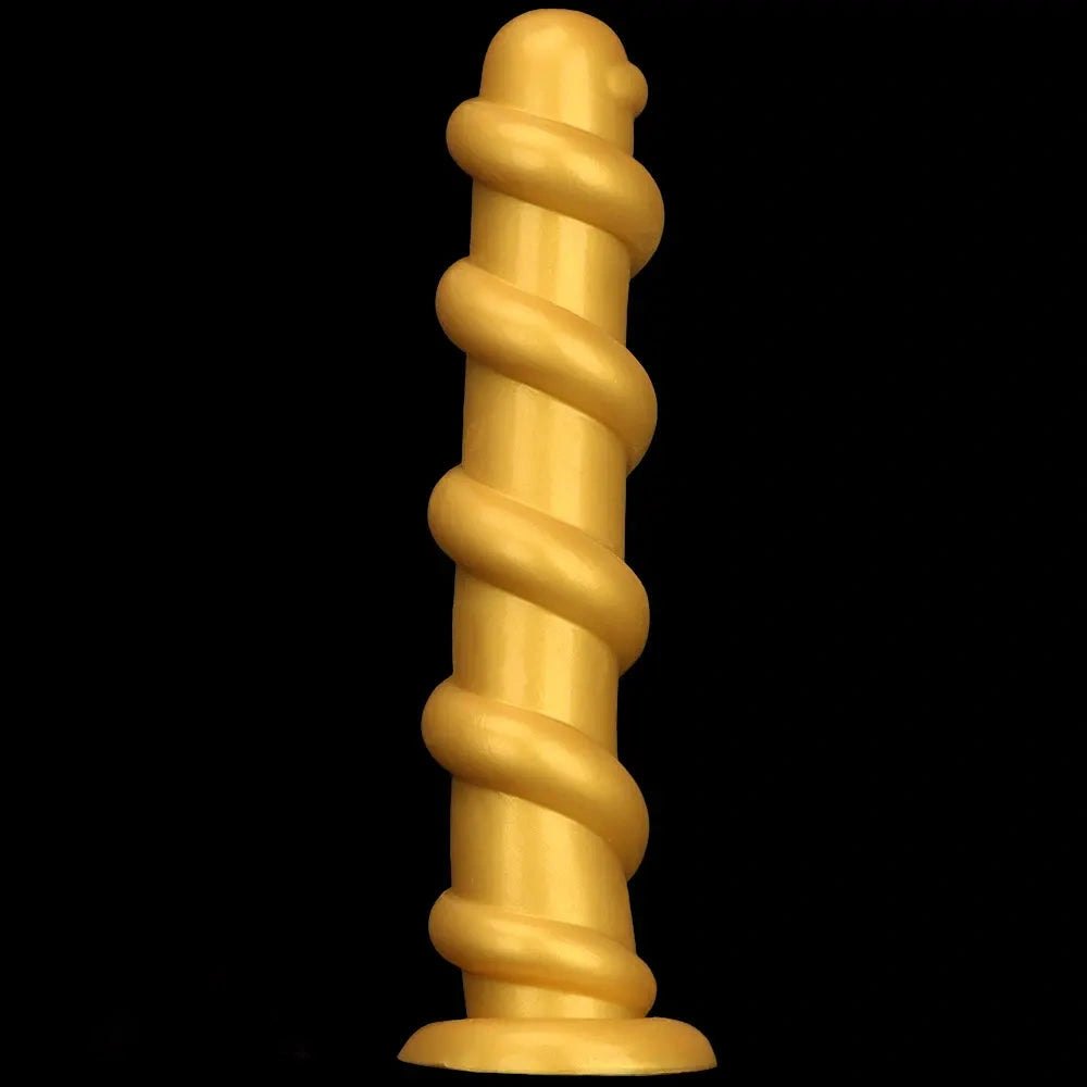 Gold Spiral Thread Huge Dildo 13in - Giant Thick Dildo