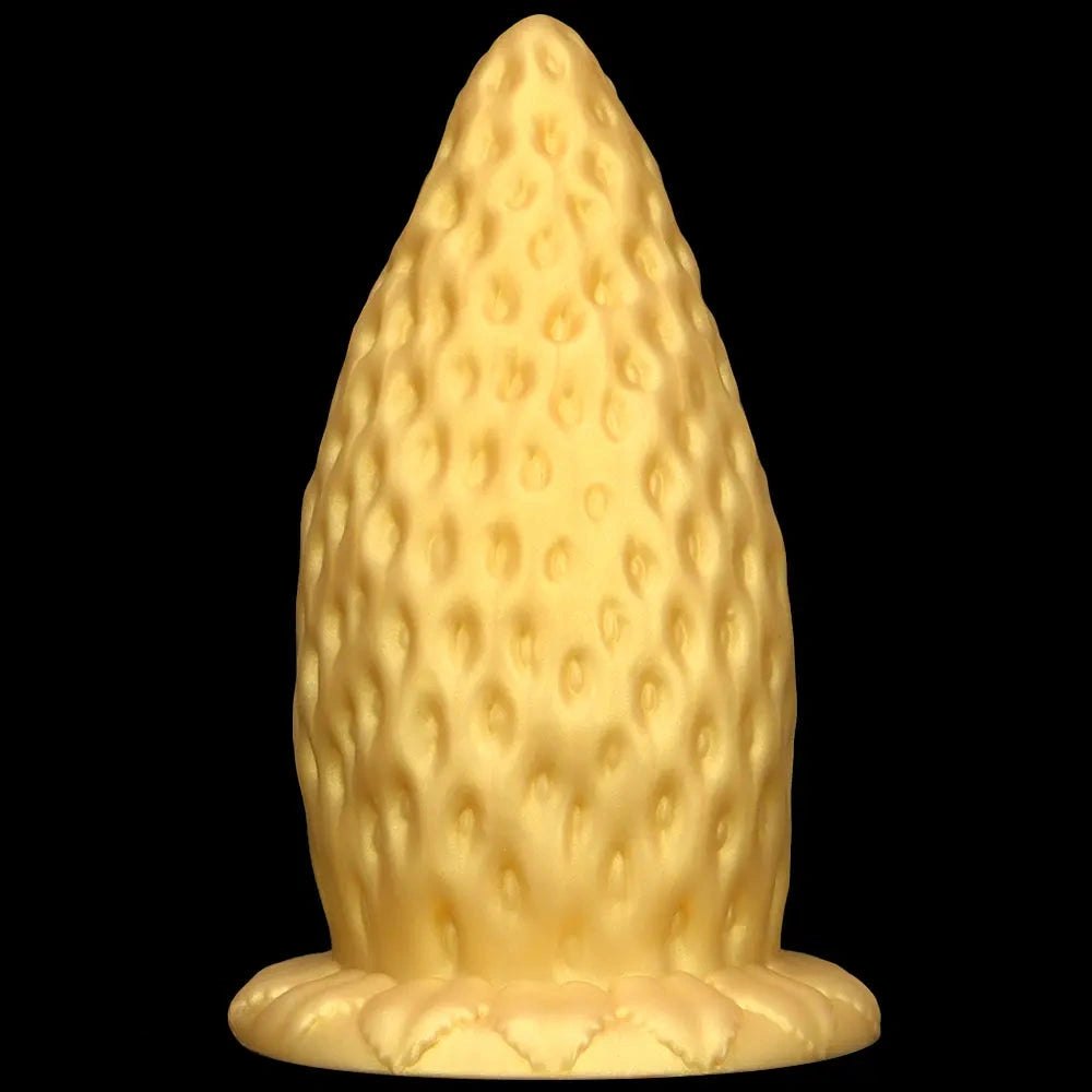 Gold Strawberry Anal Plug, S/M/L - Thick Silicone Butt Plug