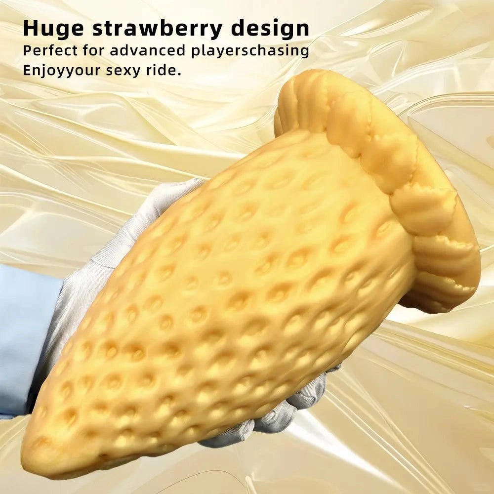 Gold Strawberry Anal Plug, S/M/L - Thick Silicone Butt Plug