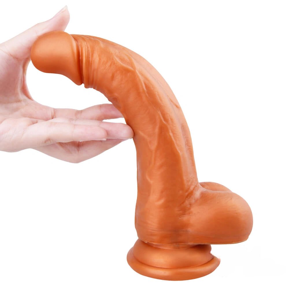 Gold Suction Cup Dildo 8.27in - Silicone Suction Dildo