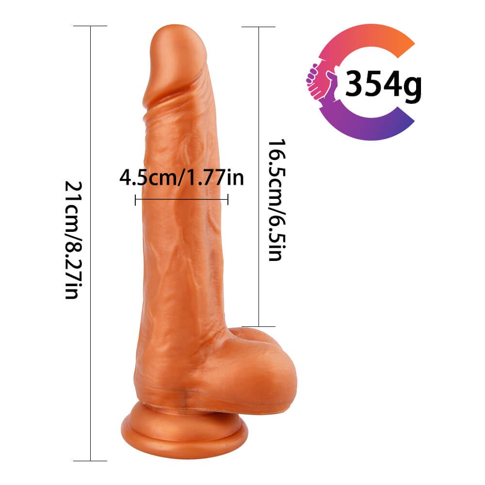 Gold Suction Cup Dildo 8.27in - Silicone Suction Dildo