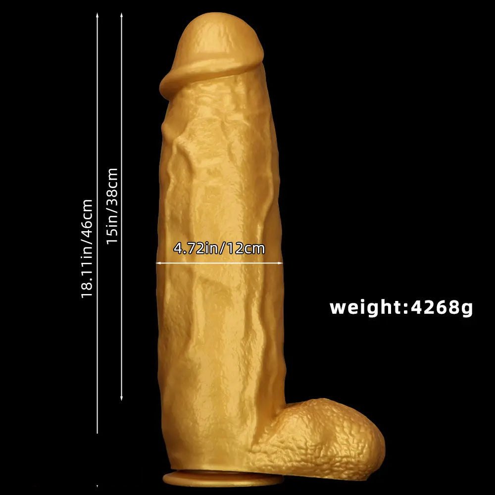 Gold Thick Silicone Dildo 18in - Large Thick Dildo