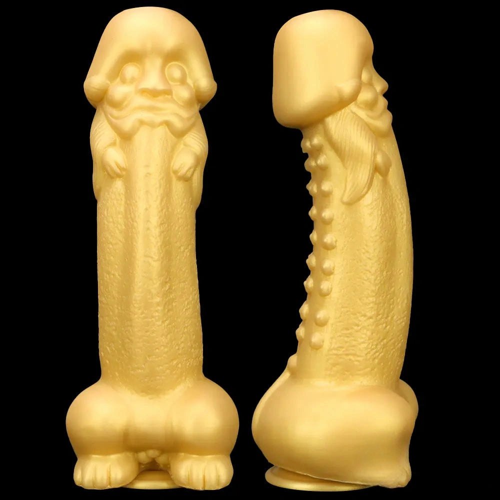 Golden Beard Fantasy Dildo - Gold Silicone Monster Dildo