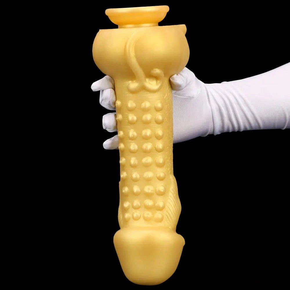 Golden Beard Fantasy Dildo - Gold Silicone Monster Dildo