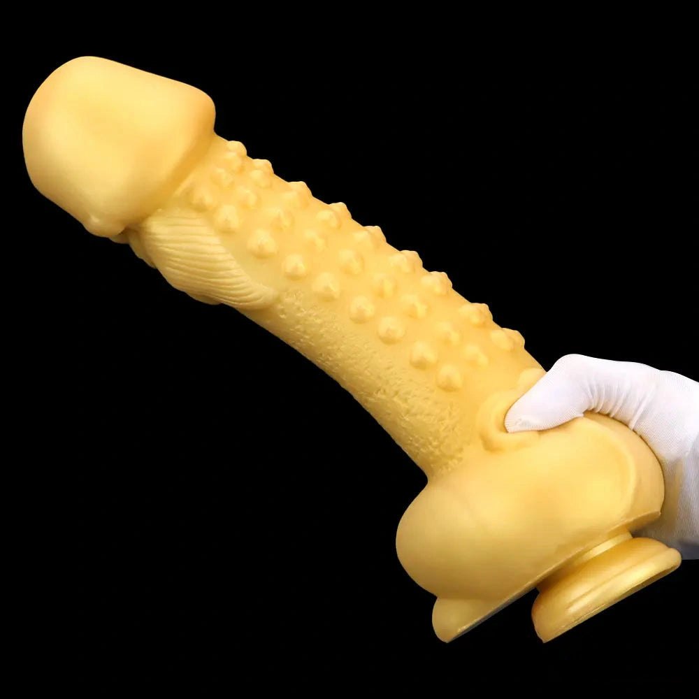 Golden Beard Fantasy Dildo - Gold Silicone Monster Dildo
