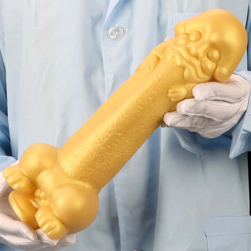 Golden Beard Fantasy Dildo - Gold Silicone Monster Dildo