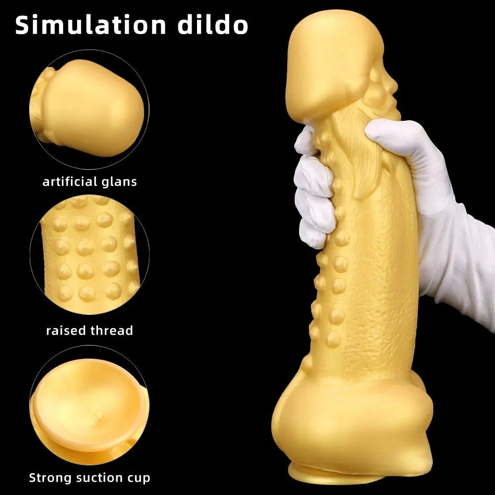 Golden Beard Fantasy Dildo - Gold Silicone Monster Dildo