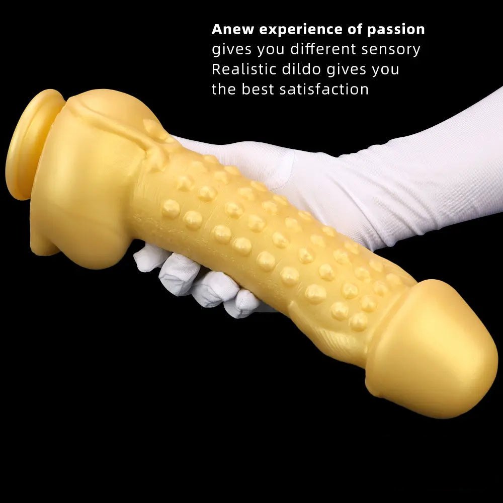 Golden Beard Fantasy Dildo - Gold Silicone Monster Dildo