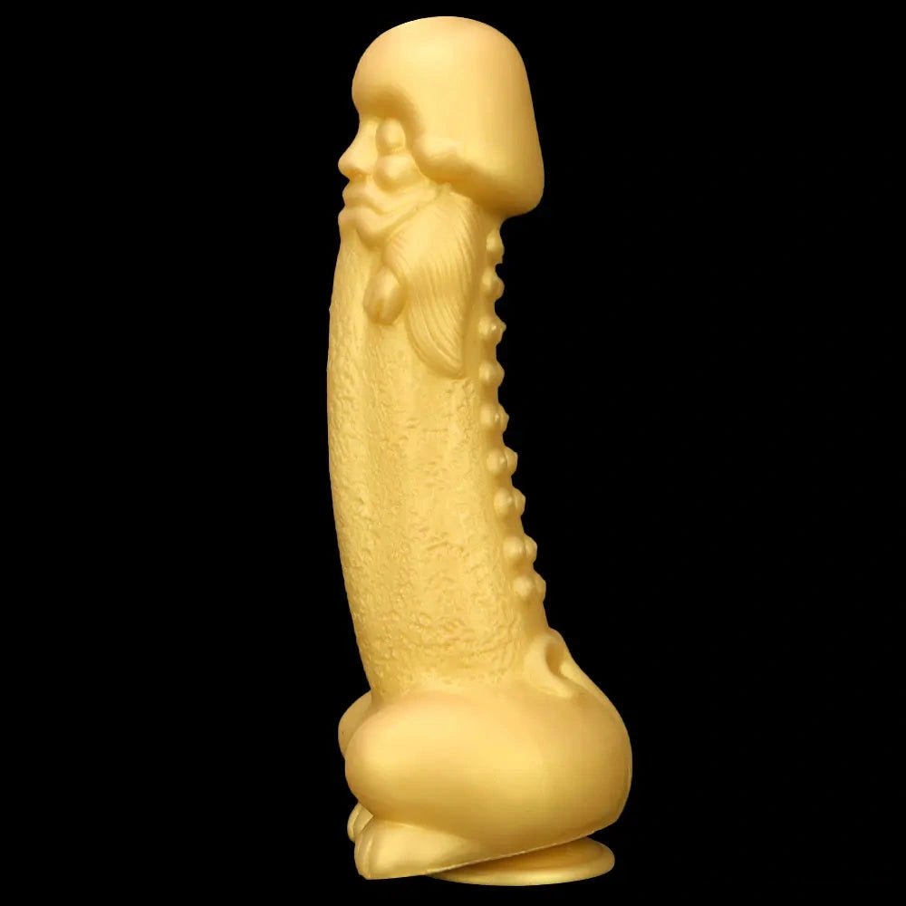 Golden Beard Fantasy Dildo - Gold Silicone Monster Dildo
