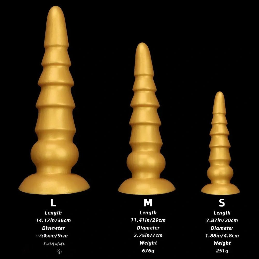 Golden Graduated Anal Plug - Ribbed Silicone Anal Plug