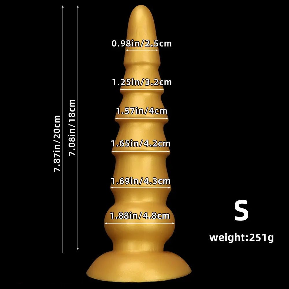 Golden Graduated Anal Plug - Ribbed Silicone Anal Plug