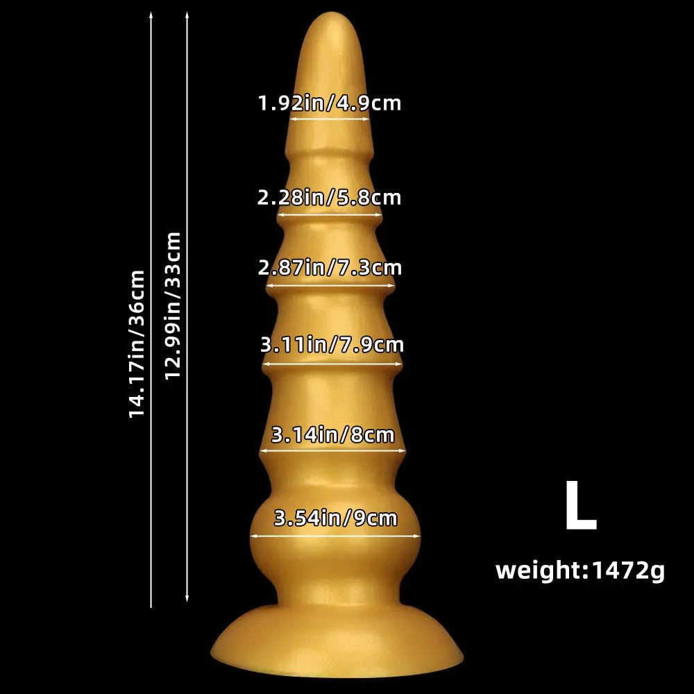 Golden Graduated Anal Plug - Ribbed Silicone Anal Plug