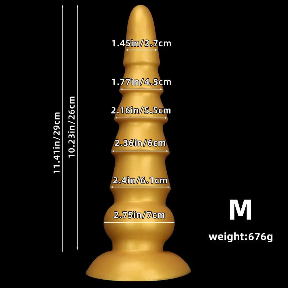 Golden Graduated Anal Plug - Ribbed Silicone Anal Plug