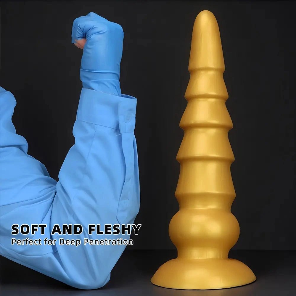 Golden Graduated Anal Plug - Ribbed Silicone Anal Plug