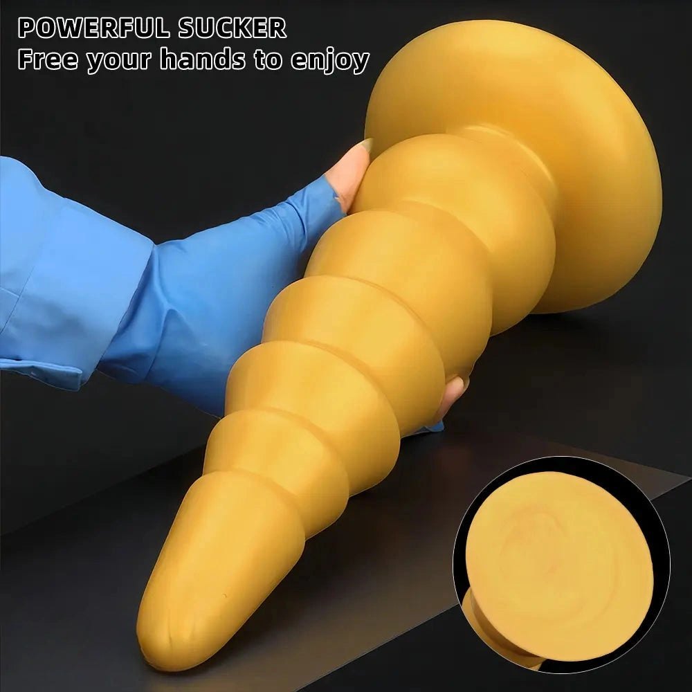 Golden Graduated Anal Plug - Ribbed Silicone Anal Plug
