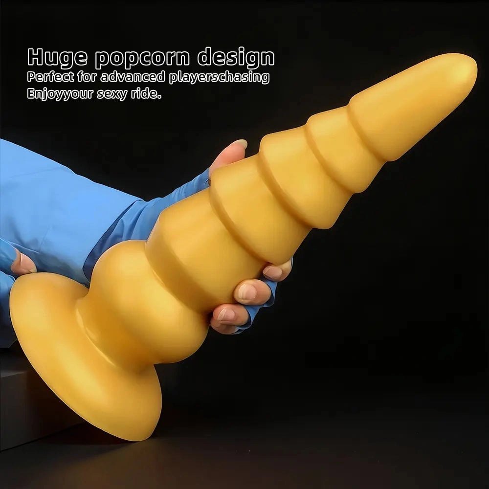 Golden Graduated Anal Plug - Ribbed Silicone Anal Plug