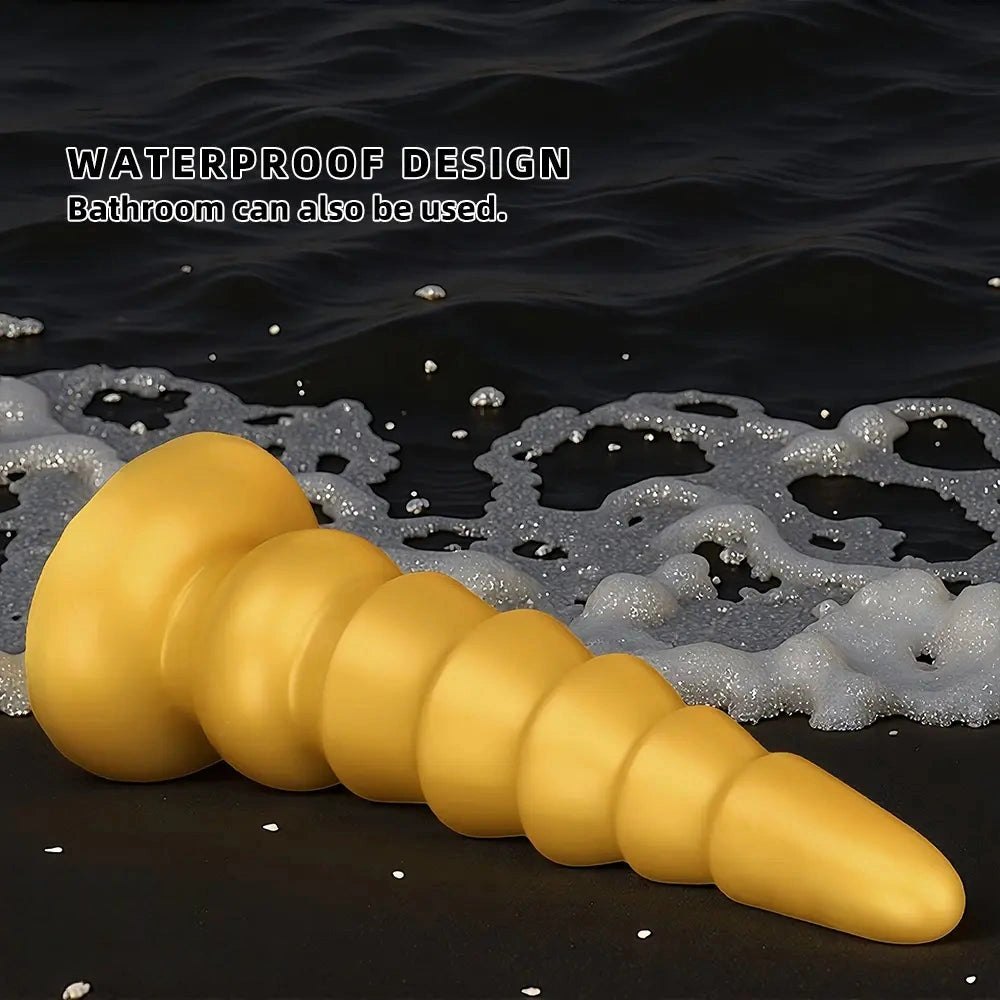 Golden Graduated Anal Plug - Ribbed Silicone Anal Plug