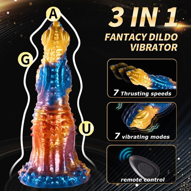 Golden Phoenix Fantasy Dildo - Vibrating Remote Control Dildo