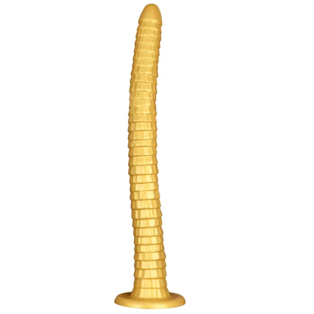 Golden Ribbed Giant Dildo - Huge Silicone Dildo