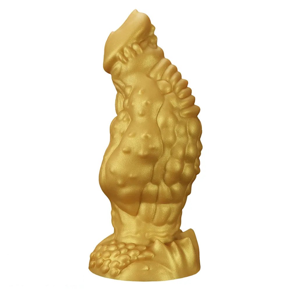 Golden Scaled Monster Girth Dildo - thick silicone monster dildo