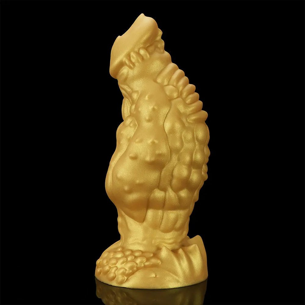 Golden Scaled Monster Girth Dildo - thick silicone monster dildo