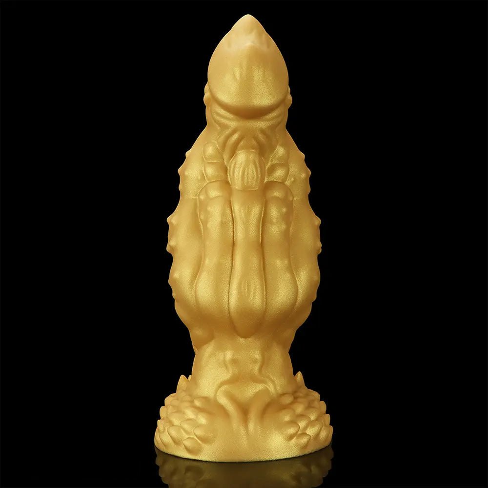 Golden Scaled Monster Girth Dildo - thick silicone monster dildo