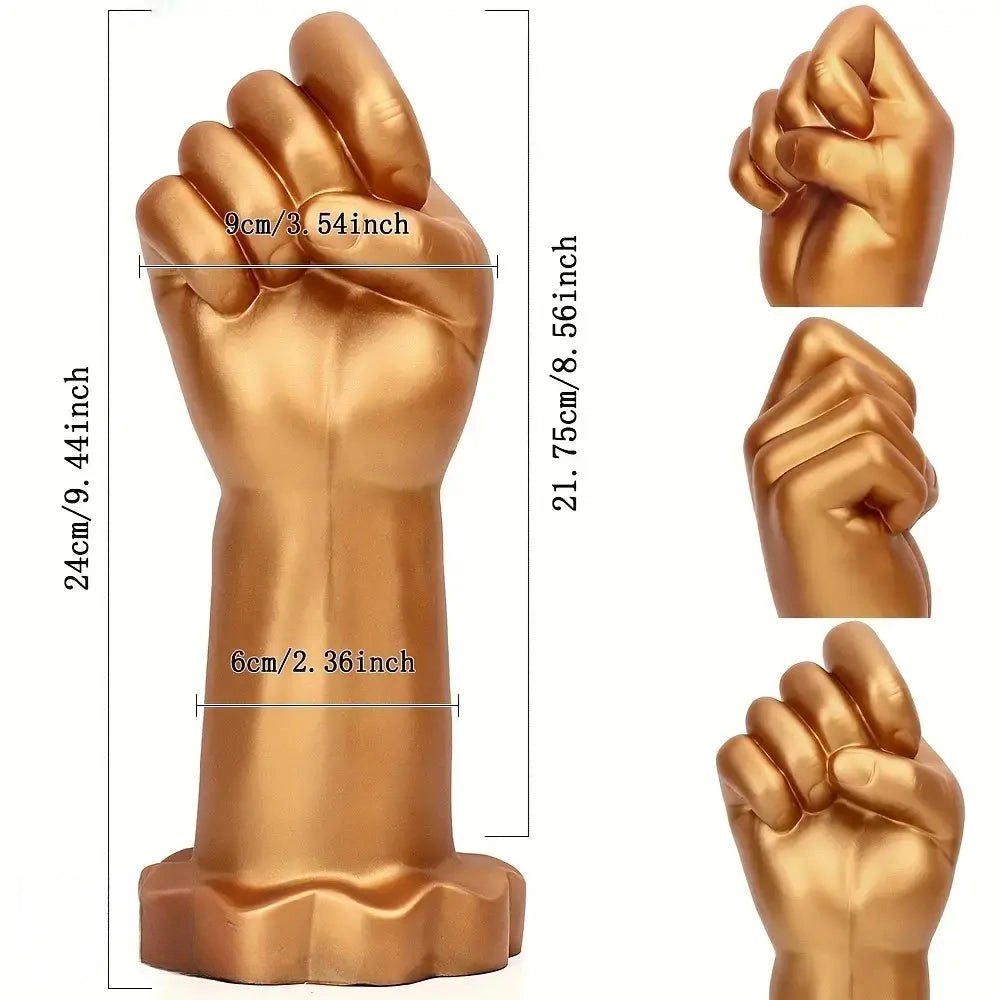 Golden Silicone Fist Dildo 9.4 In - Huge Thick Silicone Dildo