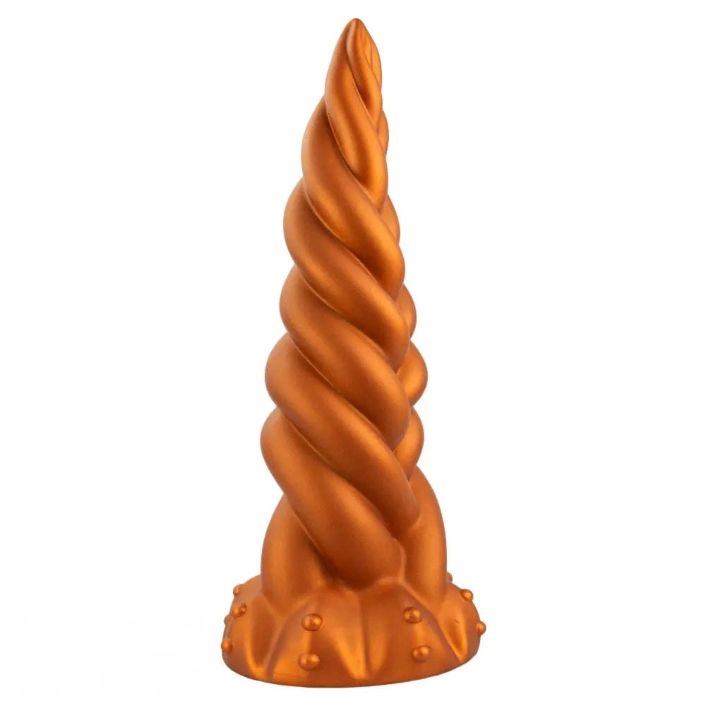 Golden Twist Fantasy Dildo - Silicone Unicorn Horn Dildo