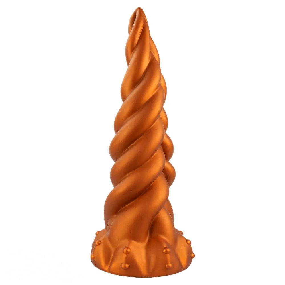 Golden Twist Fantasy Dildo - Silicone Unicorn Horn Dildo
