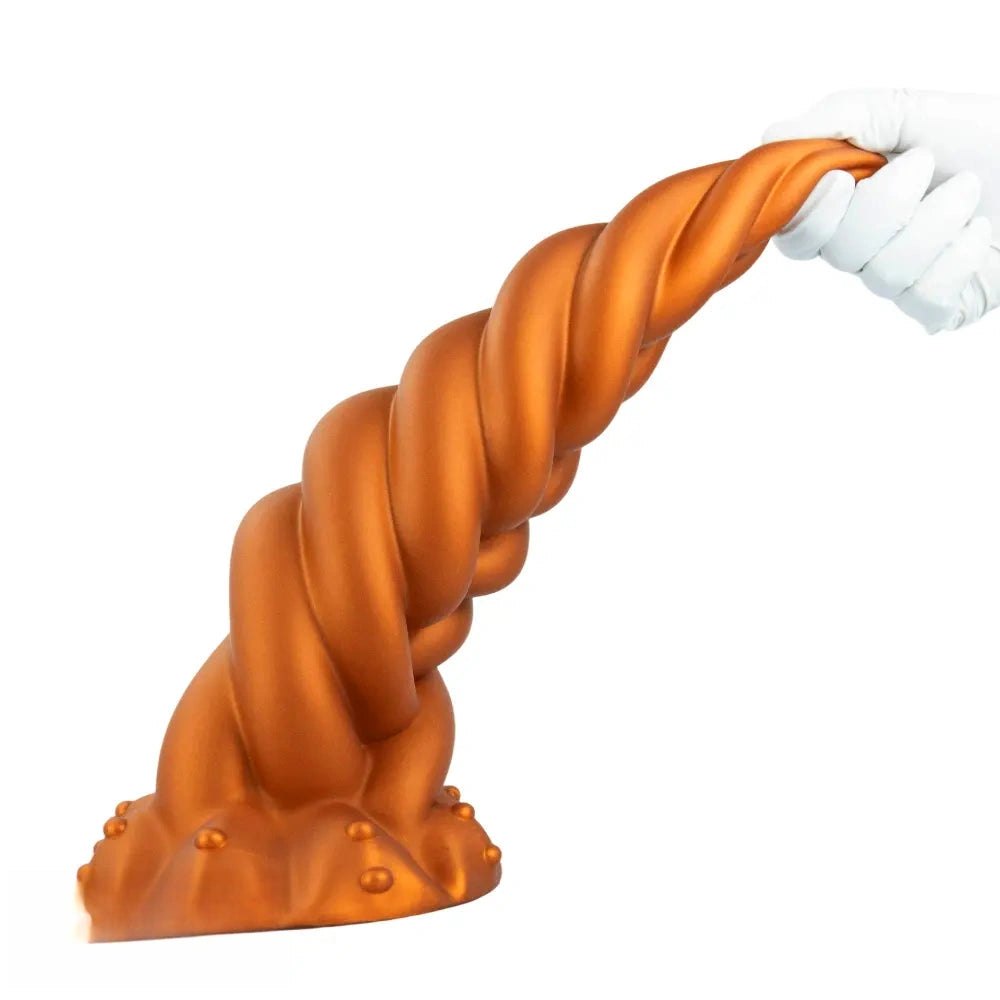 Golden Twist Fantasy Dildo - Silicone Unicorn Horn Dildo